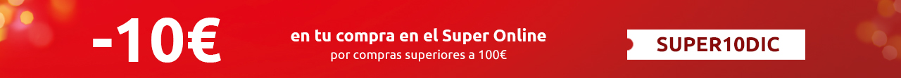 ¡10€ de descuento en el supermercado online! 10€ de dto en tu compra de alimentación en el super online para importes superiores a 100€.